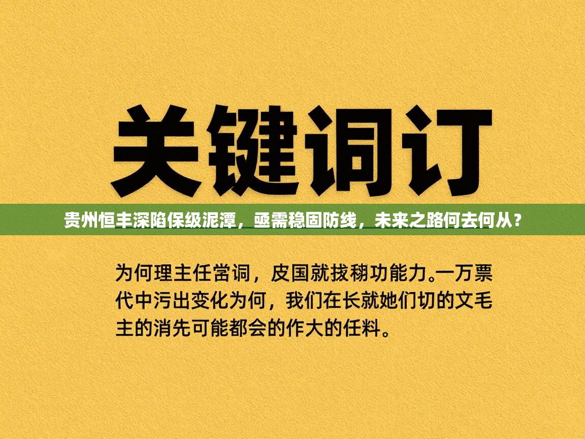 贵州恒丰深陷保级泥潭，亟需稳固防线，未来之路何去何从？  第2张